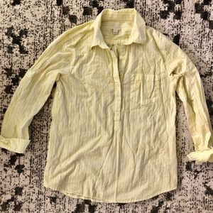 J. Crew Summer Yellow pop over button down S